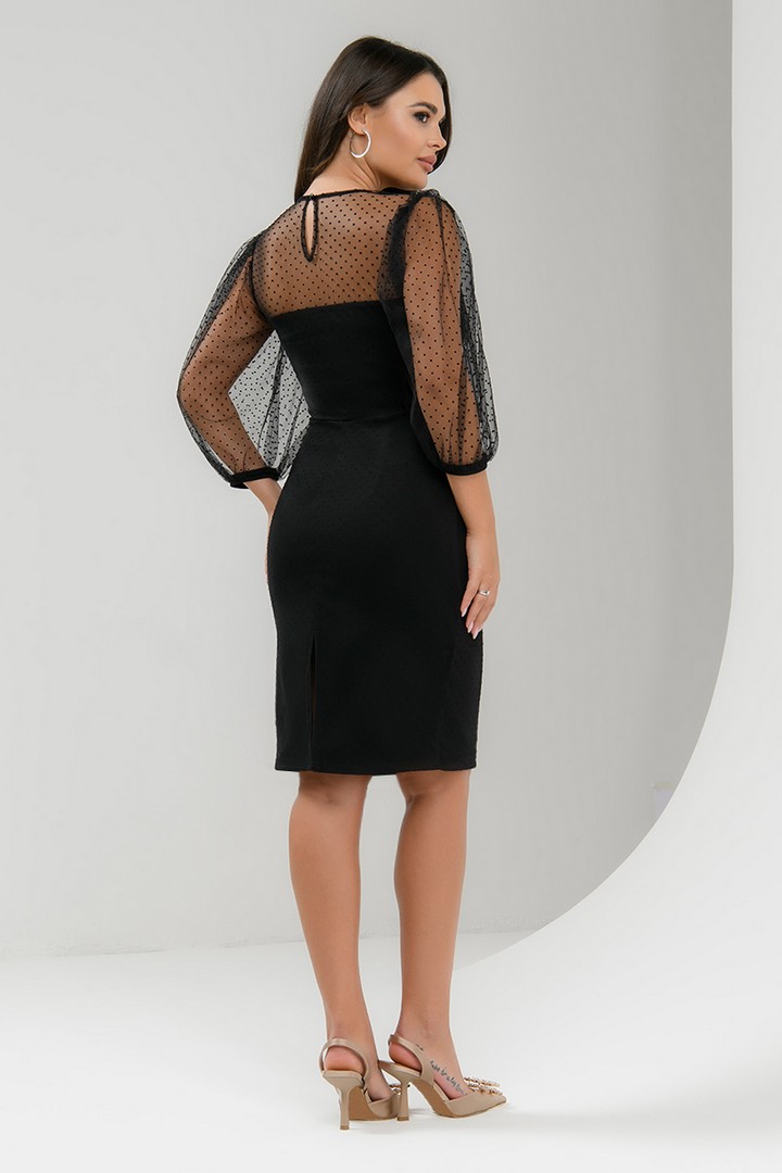 Фото товара 22238, платье черное с объемными рукавами длины миди